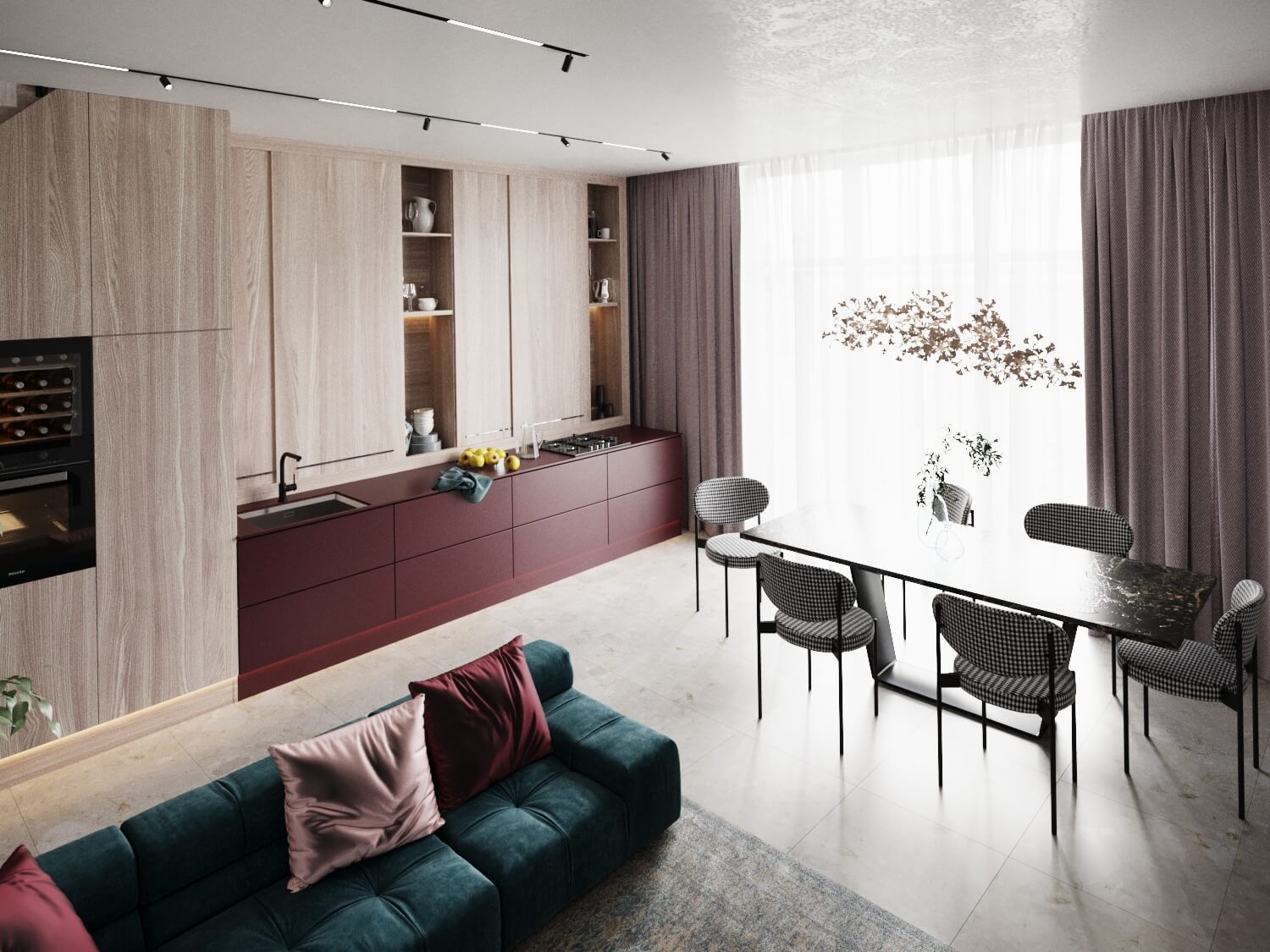 3d interior visualization kitchen and room